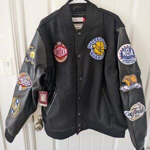 NWT Mitchell & Ness Black Golden State Warriors Hardwood Classics Varsity Jacket